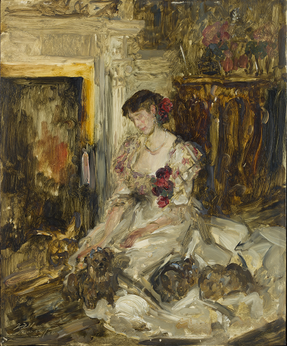 James Jebusa Shannon (1862 - 1923), Lady Barber in the Music Room at Culham Court,1908, oil on board