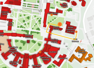 an annotated map showing the locations of the art activity and facilities described above.